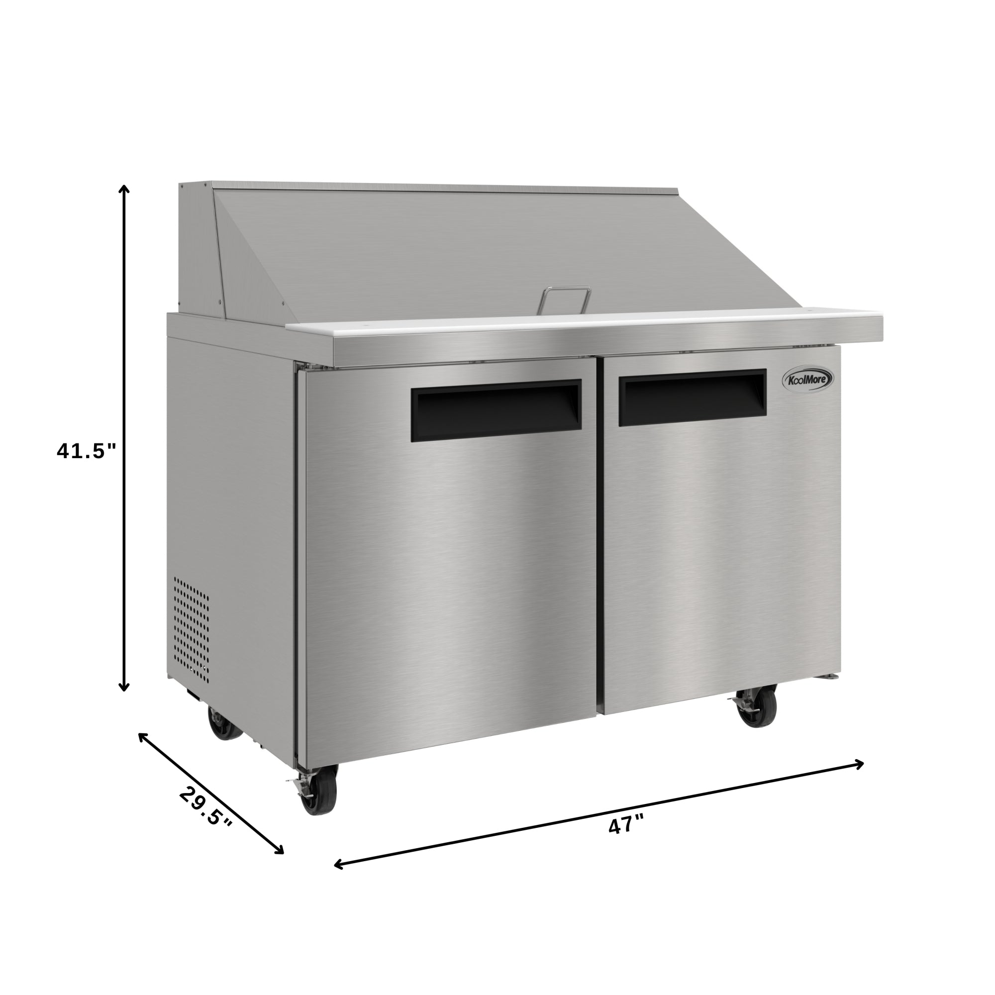 46 in. Commercial 2-Door Refrigerated Mega Salad and Sandwich Prep Table, 18 Pan Capacity and 14 Cu. Ft. of Storage in Stainless-Steel