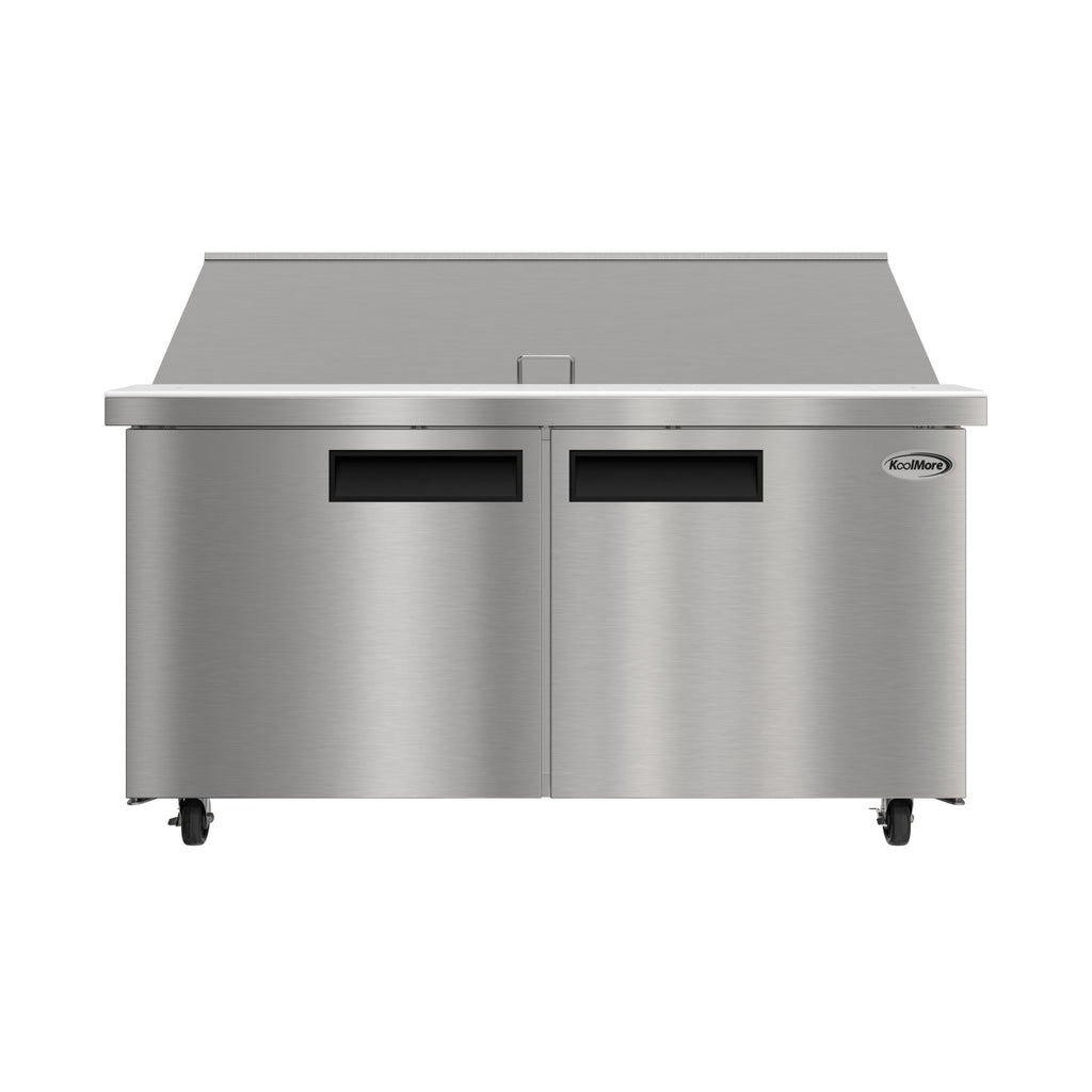 60 in. Commercial 2-Door Refrigerated Mega Salad and Sandwich Prep Table, 24 Pan Capacity and 18.4 Cu. Ft. of Storage in Stainless-Steel