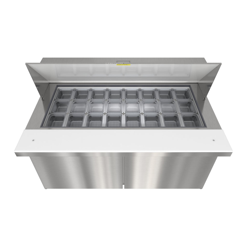 60 in. Commercial 2-Door Refrigerated Mega Salad and Sandwich Prep Table, 24 Pan Capacity and 18.4 Cu. Ft. of Storage in Stainless-Steel