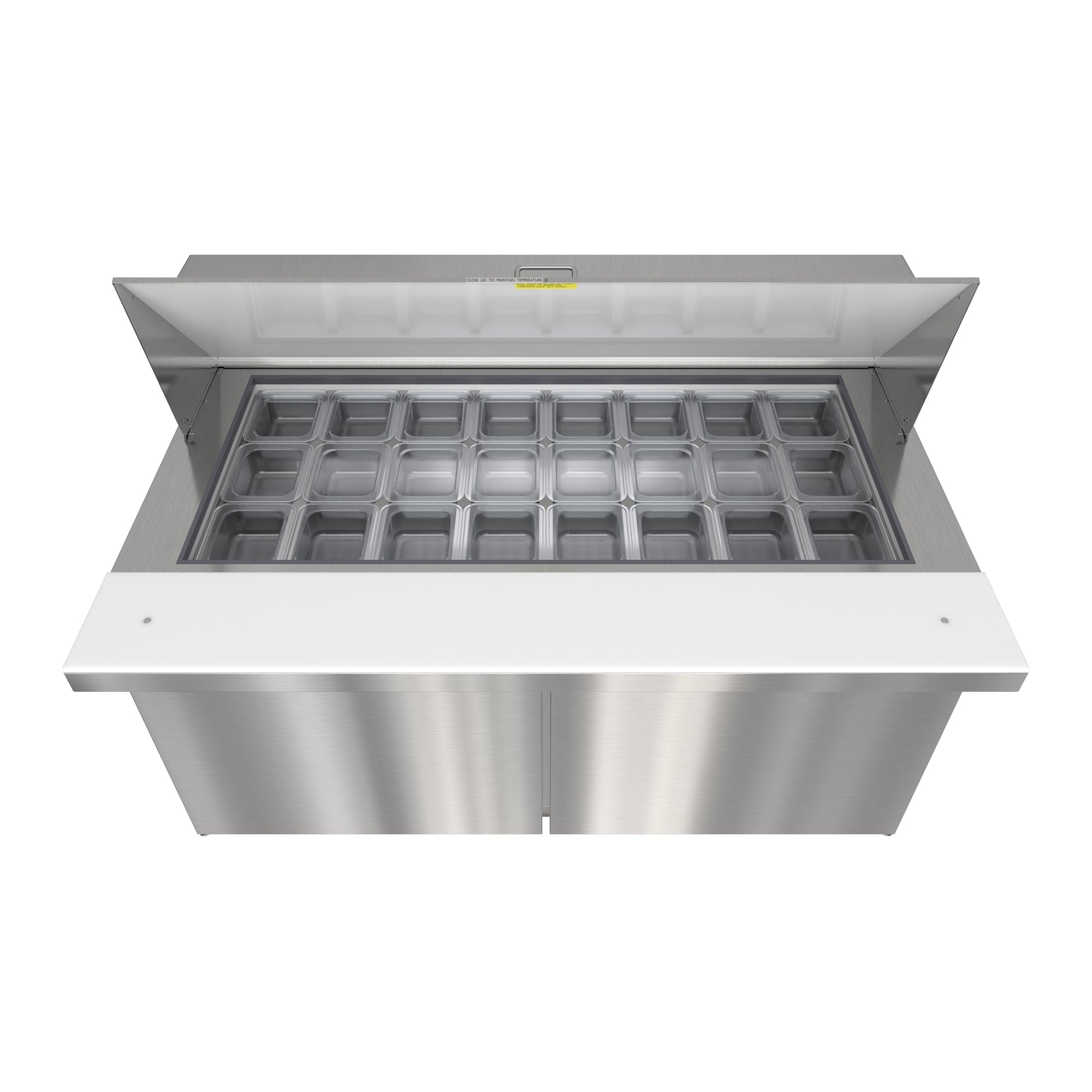 60 in. Commercial 2-Door Refrigerated Mega Salad and Sandwich Prep Table, 24 Pan Capacity and 18.4 Cu. Ft. of Storage in Stainless-Steel