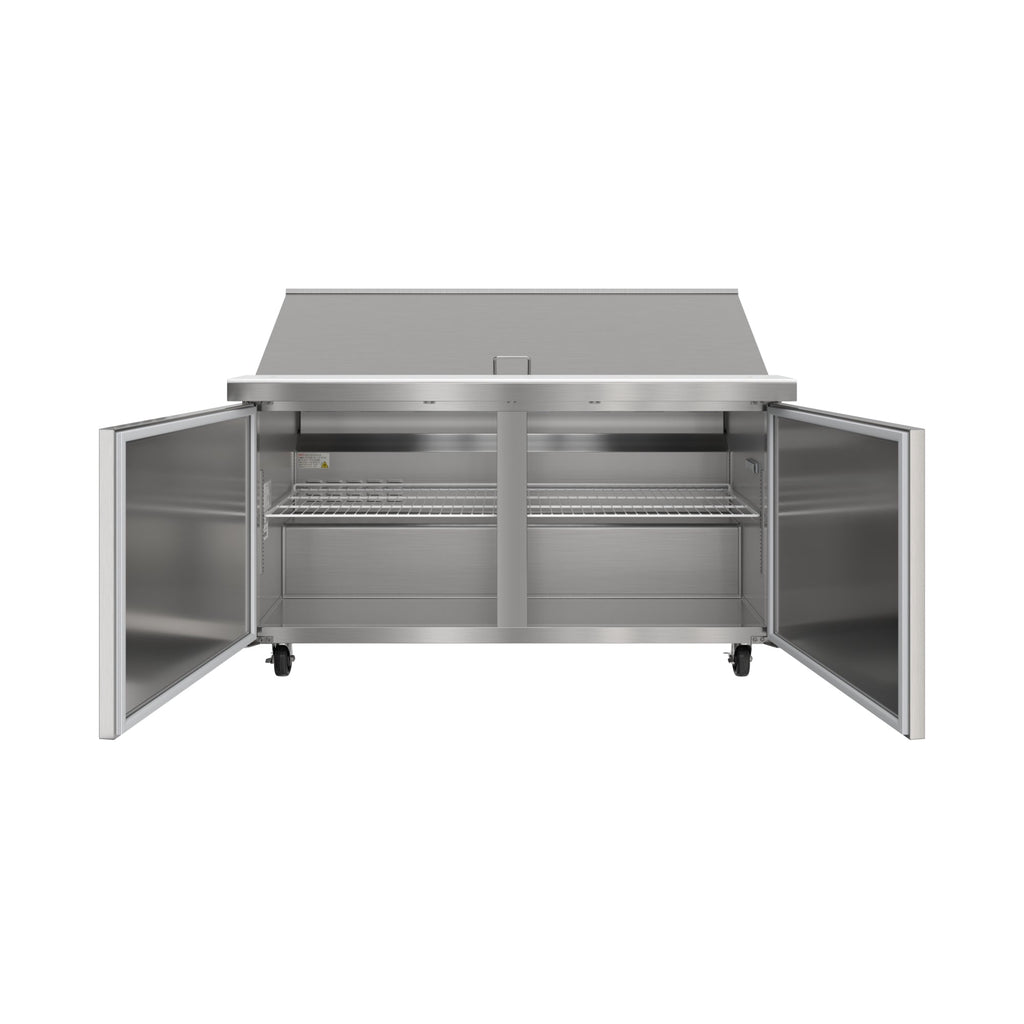 60 in. Commercial 2-Door Refrigerated Mega Salad and Sandwich Prep Table, 24 Pan Capacity and 18.4 Cu. Ft. of Storage in Stainless-Steel