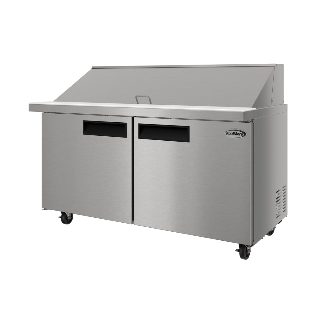 60 in. Commercial 2-Door Refrigerated Mega Salad and Sandwich Prep Table, 24 Pan Capacity and 18.4 Cu. Ft. of Storage in Stainless-Steel