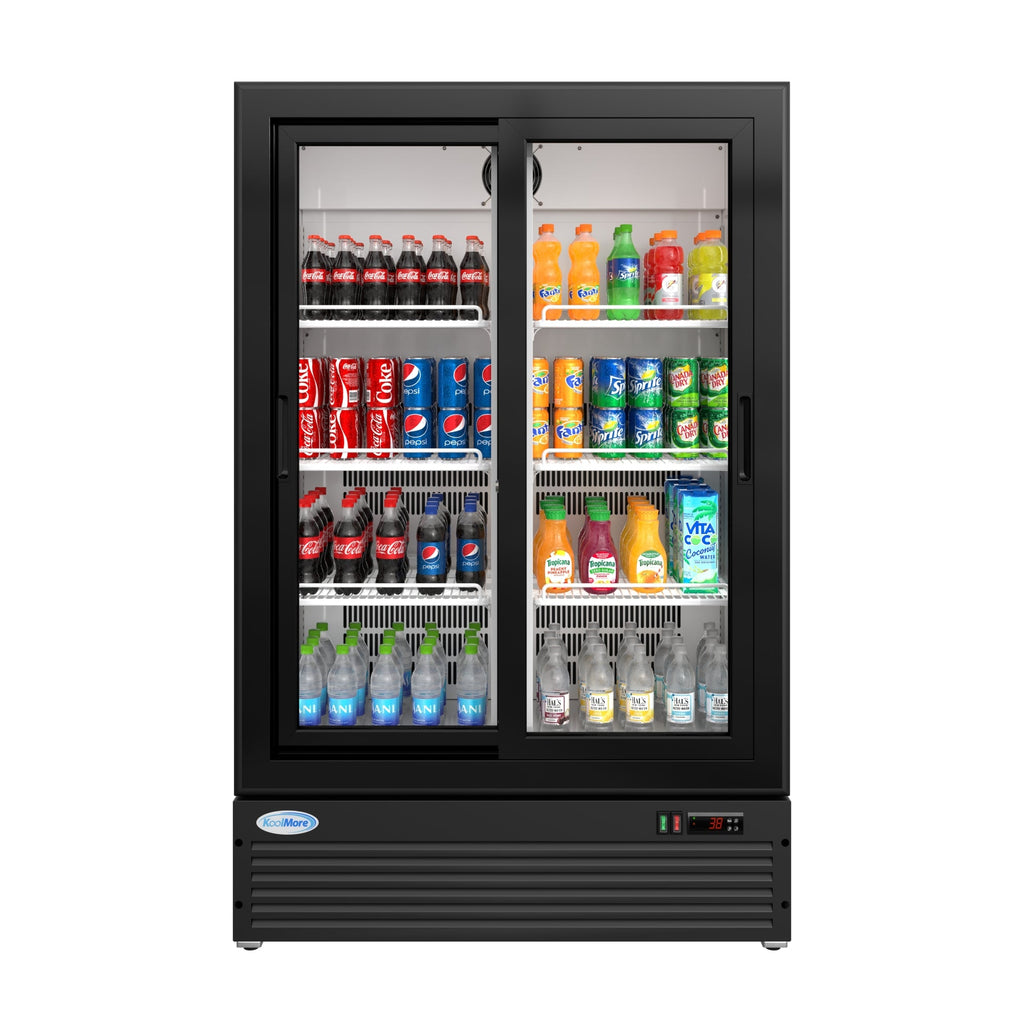 35 in. 10 Cu. Ft. Low Height - Aisle End Retail Display Merchandiser Refrigerator in Black