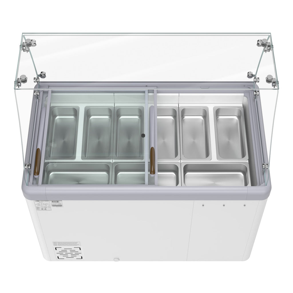 50 in. Gelato Dipping Cabinet Display Freezer with Sliding Glass Door and Sneeze Guard 13 cu. ft.