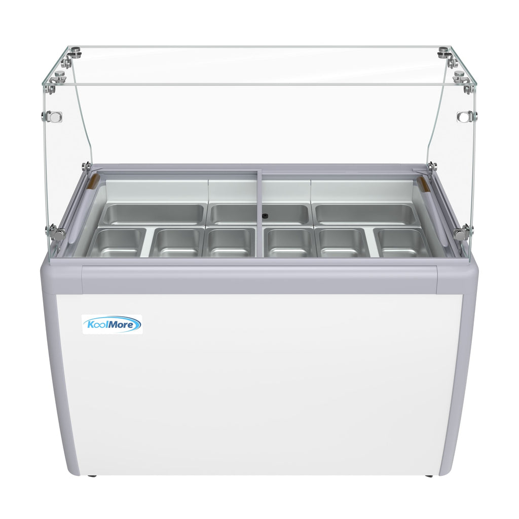 50 in. Gelato Dipping Cabinet Display Freezer with Sliding Glass Door and Sneeze Guard 13 cu. ft.