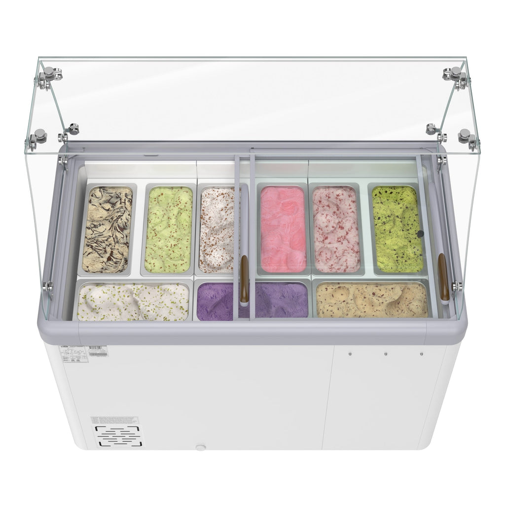 50 in. Gelato Dipping Cabinet Display Freezer with Sliding Glass Door and Sneeze Guard 13 cu. ft.