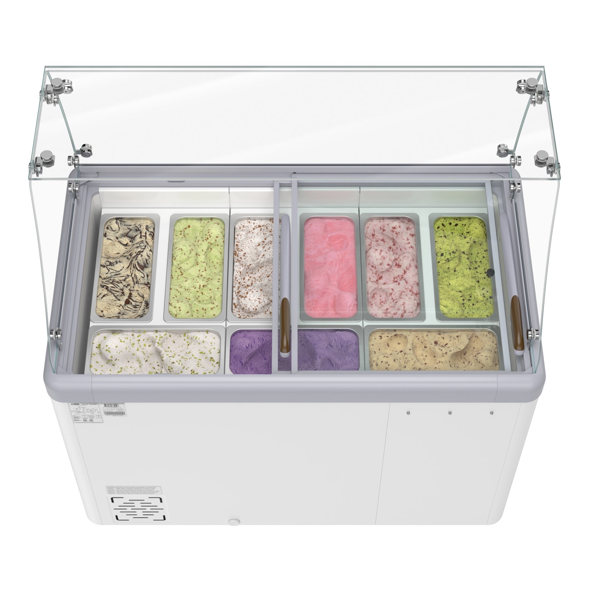 50 in. Gelato Dipping Cabinet Display Freezer with Sliding Glass Door and Sneeze Guard 13 cu. ft.