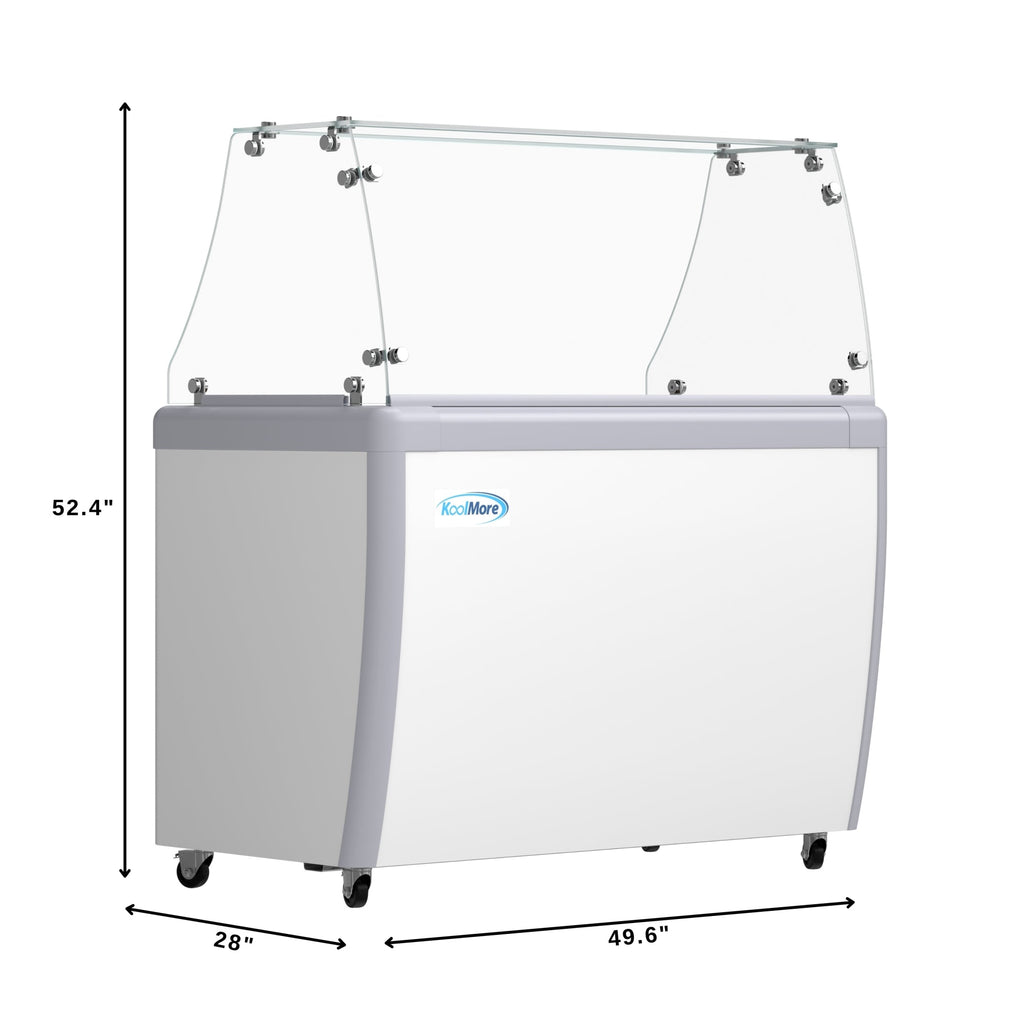 50 in. Gelato Dipping Cabinet Display Freezer with Sliding Glass Door and Sneeze Guard 13 cu. ft.