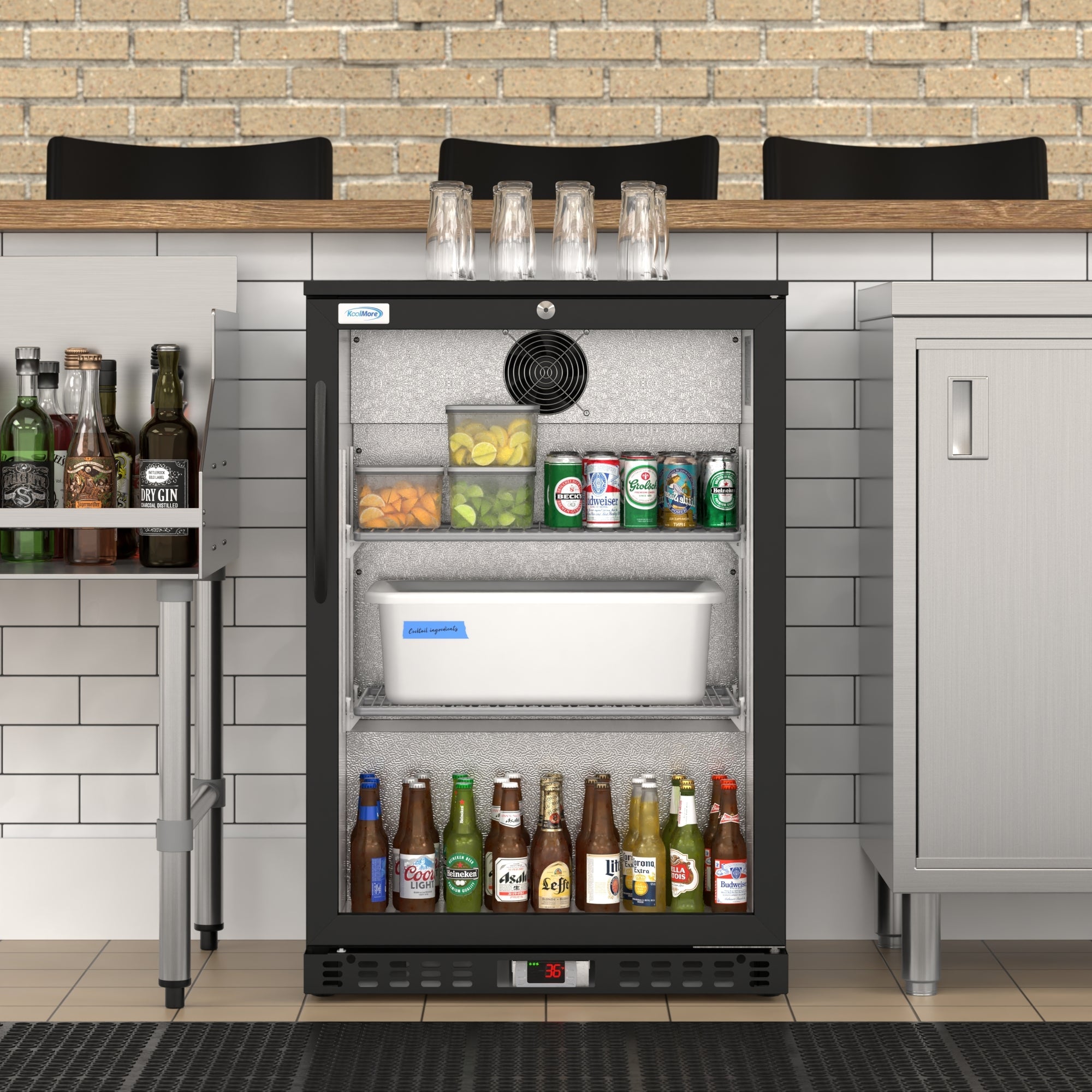 24 in. One-Door Back Bar Refrigerator - 4.1 Cu Ft.