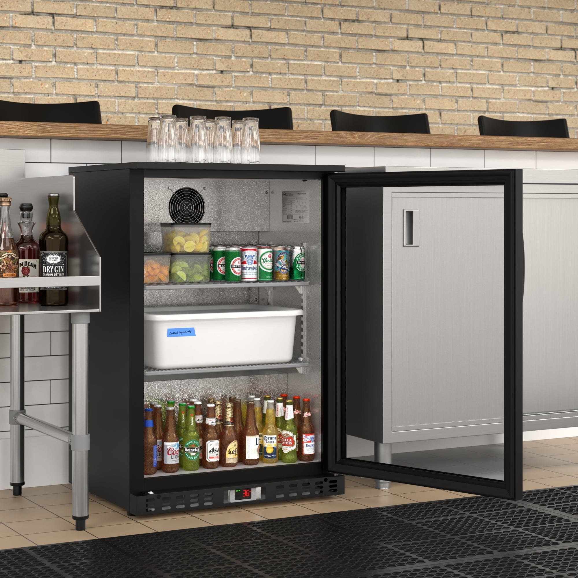 24 in. One-Door Back Bar Refrigerator - 4.1 Cu Ft.
