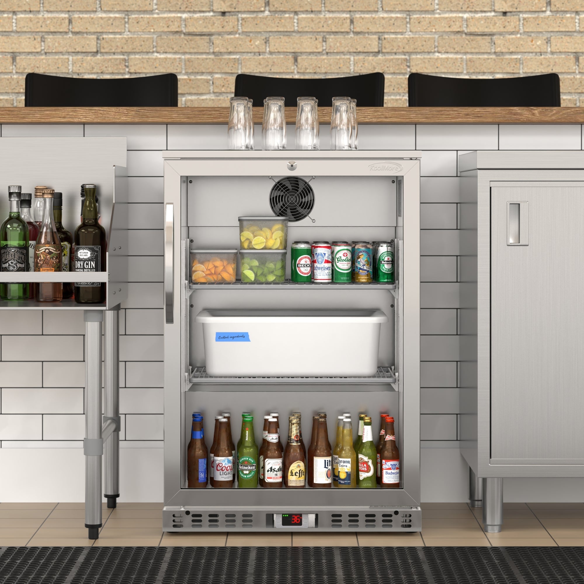 24 in. One-Door Back Bar Refrigerator - 4.1 Cu Ft.