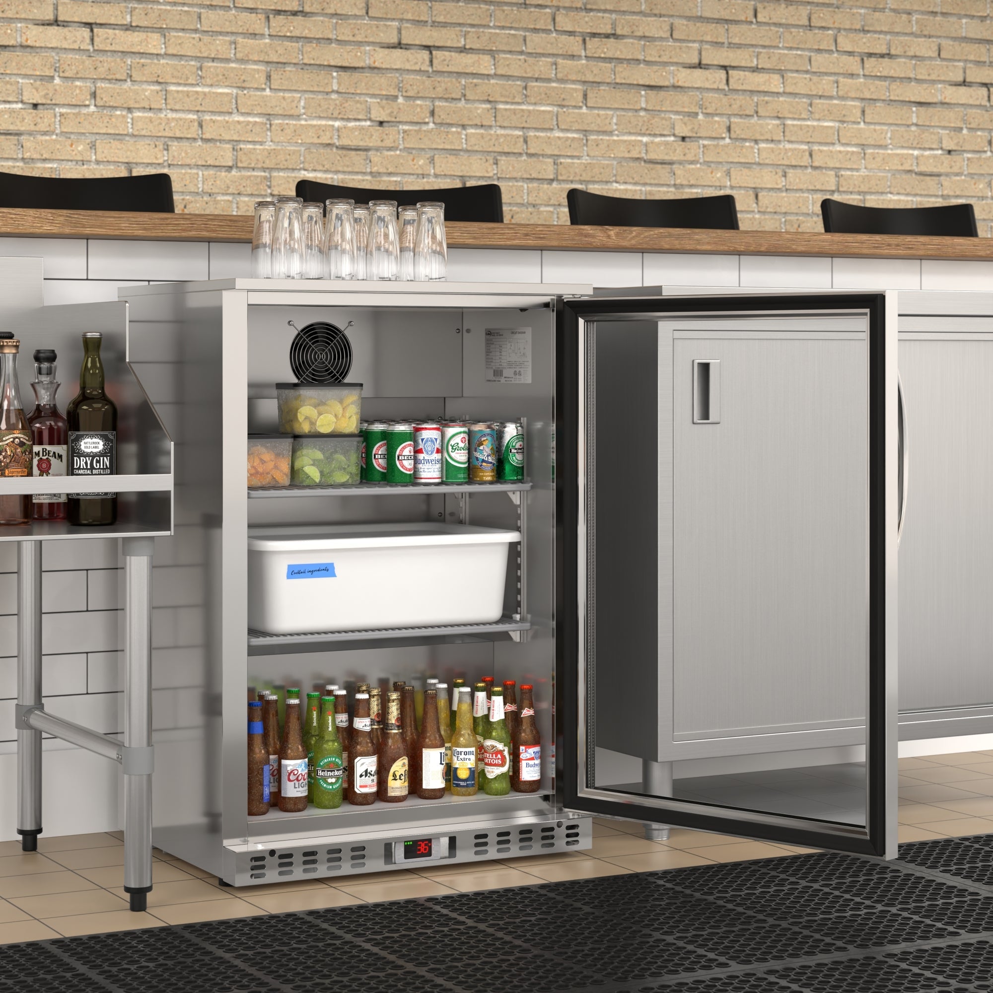 24 in. One-Door Back Bar Refrigerator - 4.1 Cu Ft.