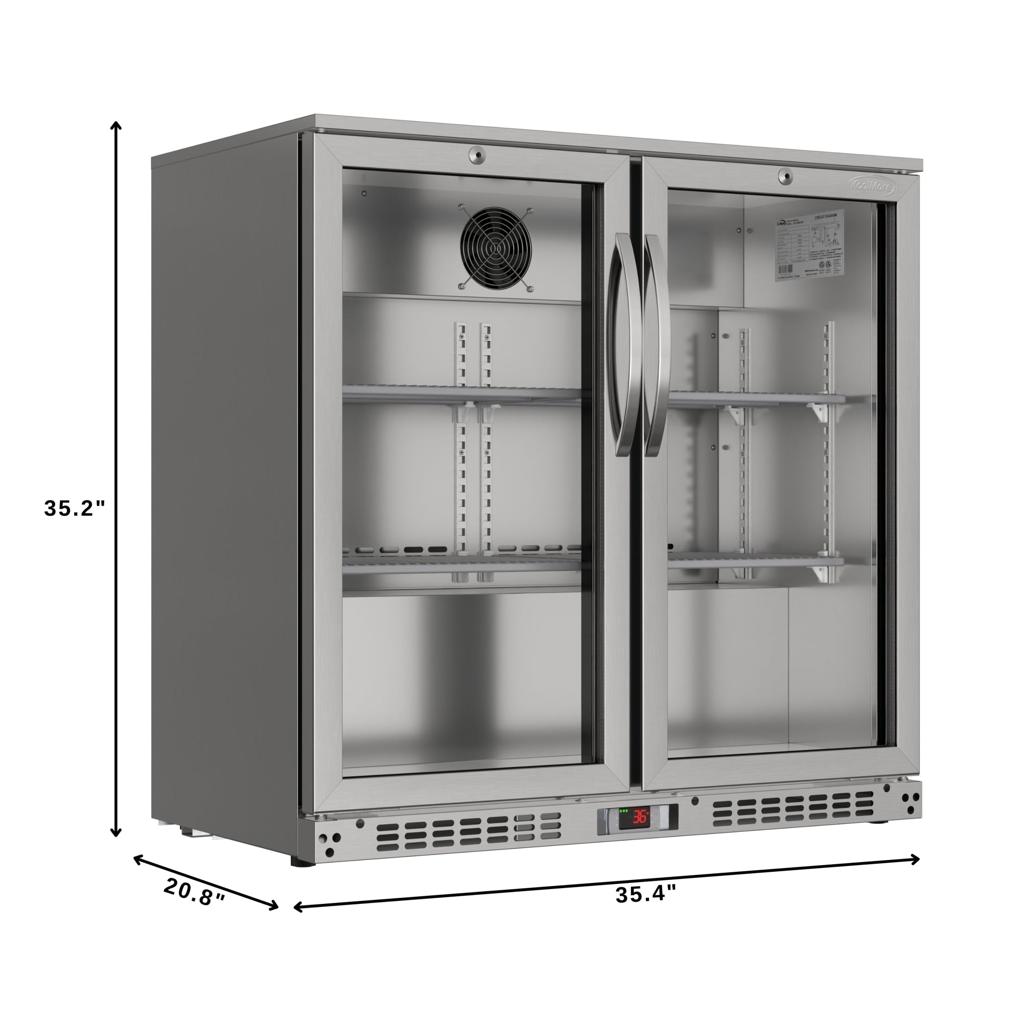35 in. Two-Door Back Bar Refrigerator - 7.4 Cu Ft.