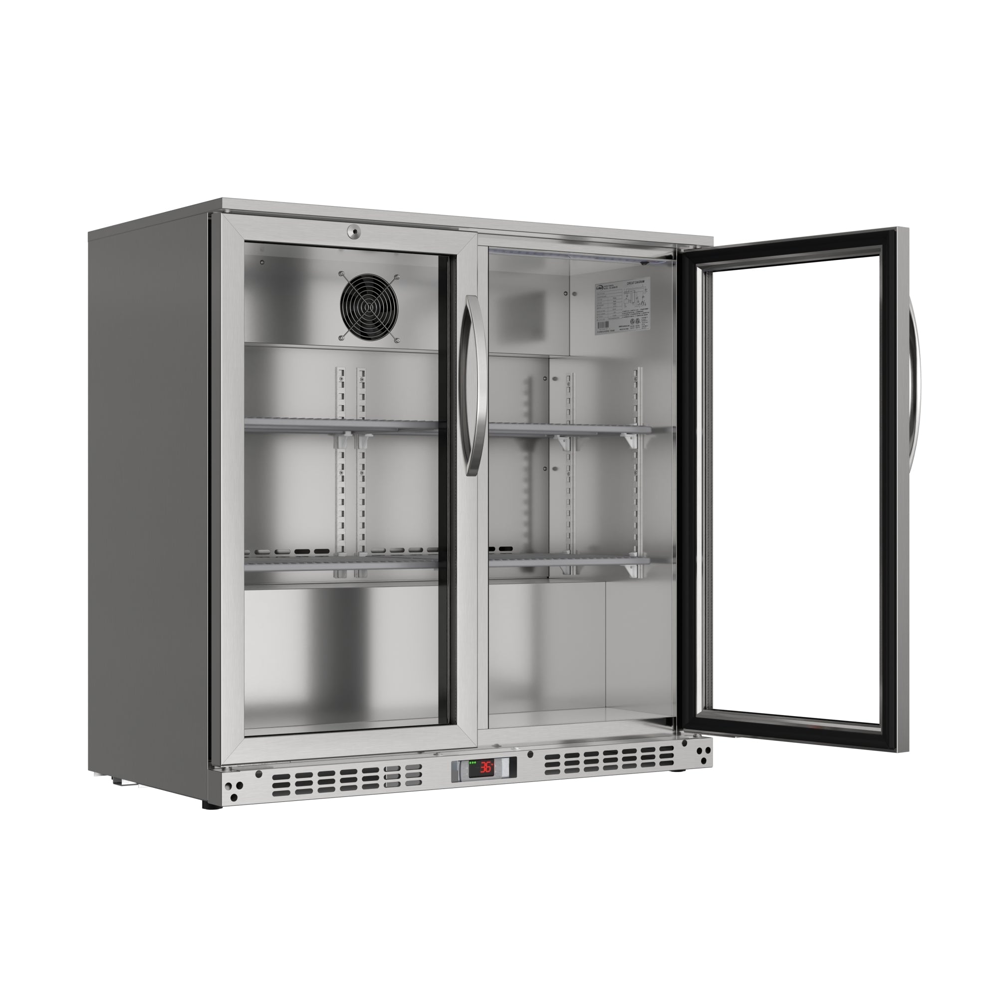 35 in. Two-Door Back Bar Refrigerator - 7.4 Cu Ft.