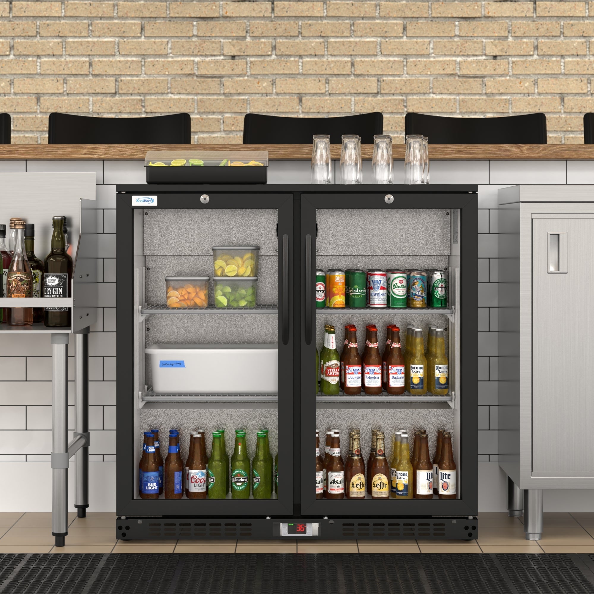 35 in. Two-Door Back Bar Refrigerator - 7.4 Cu Ft.