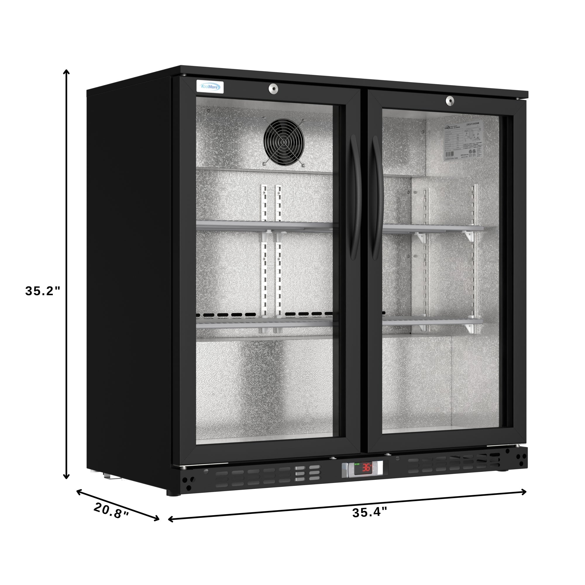 35 in. Two-Door Back Bar Refrigerator - 7.4 Cu Ft.