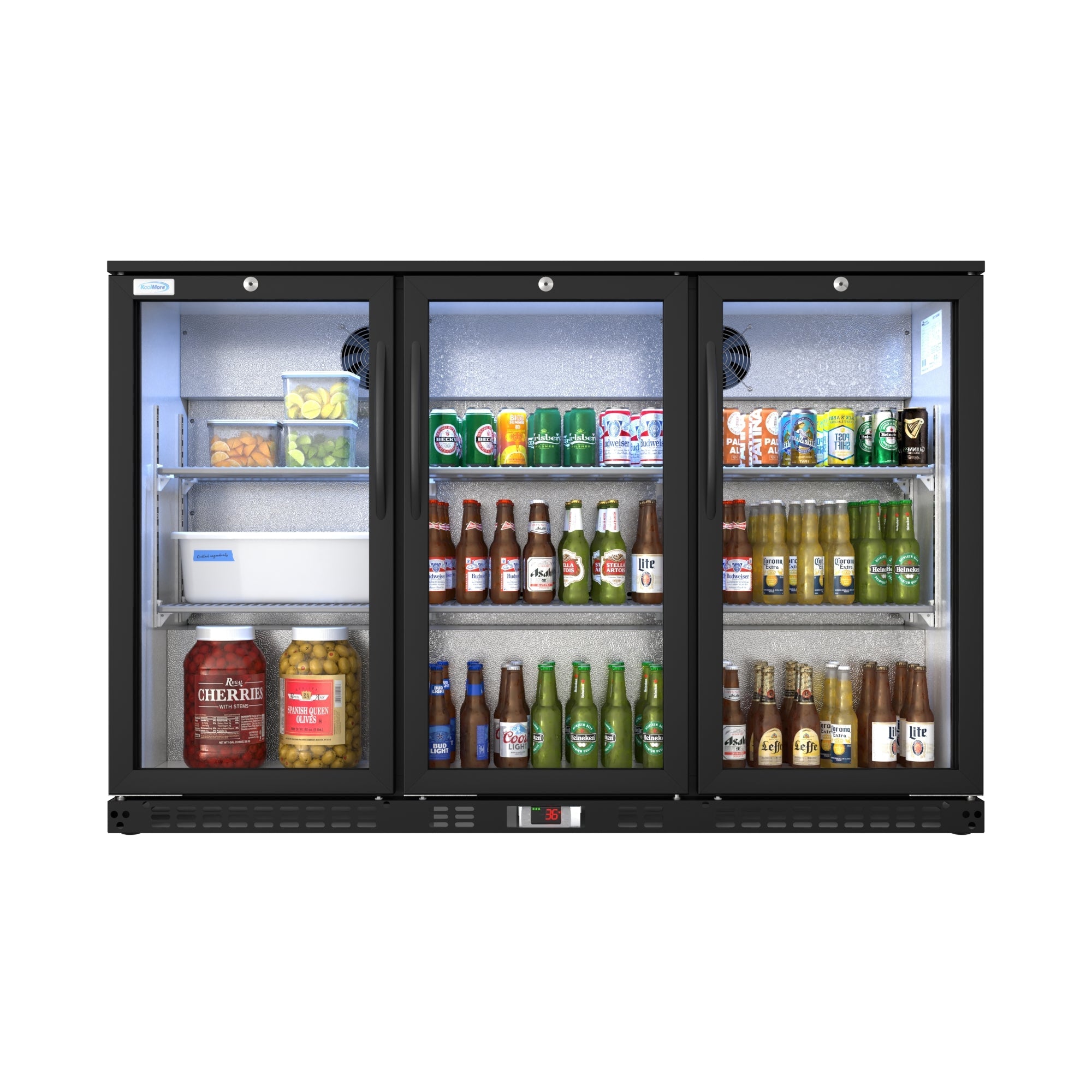 53 in. Three-Door Back Bar Refrigerator - 11 Cu Ft.