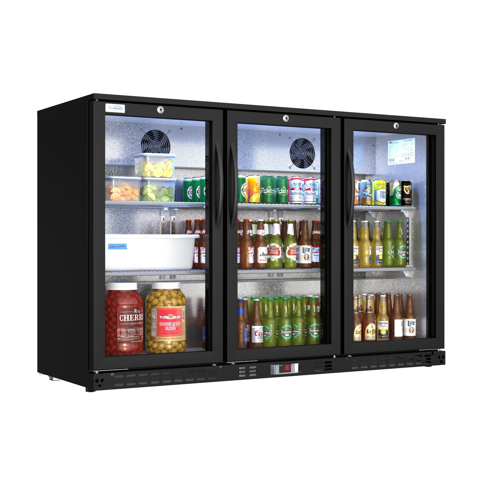 53 in. Three-Door Back Bar Refrigerator - 11 Cu Ft.