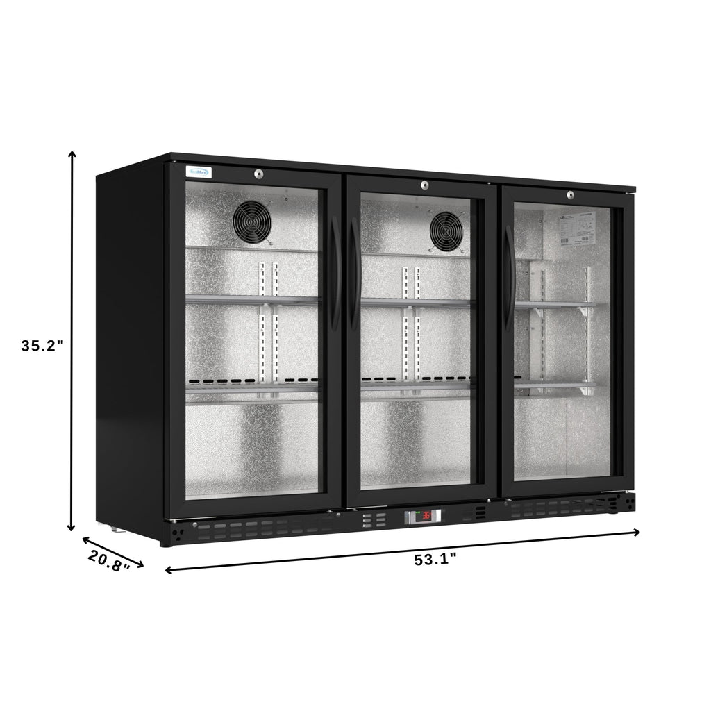 53 in. Three-Door Back Bar Refrigerator - 11 Cu Ft.