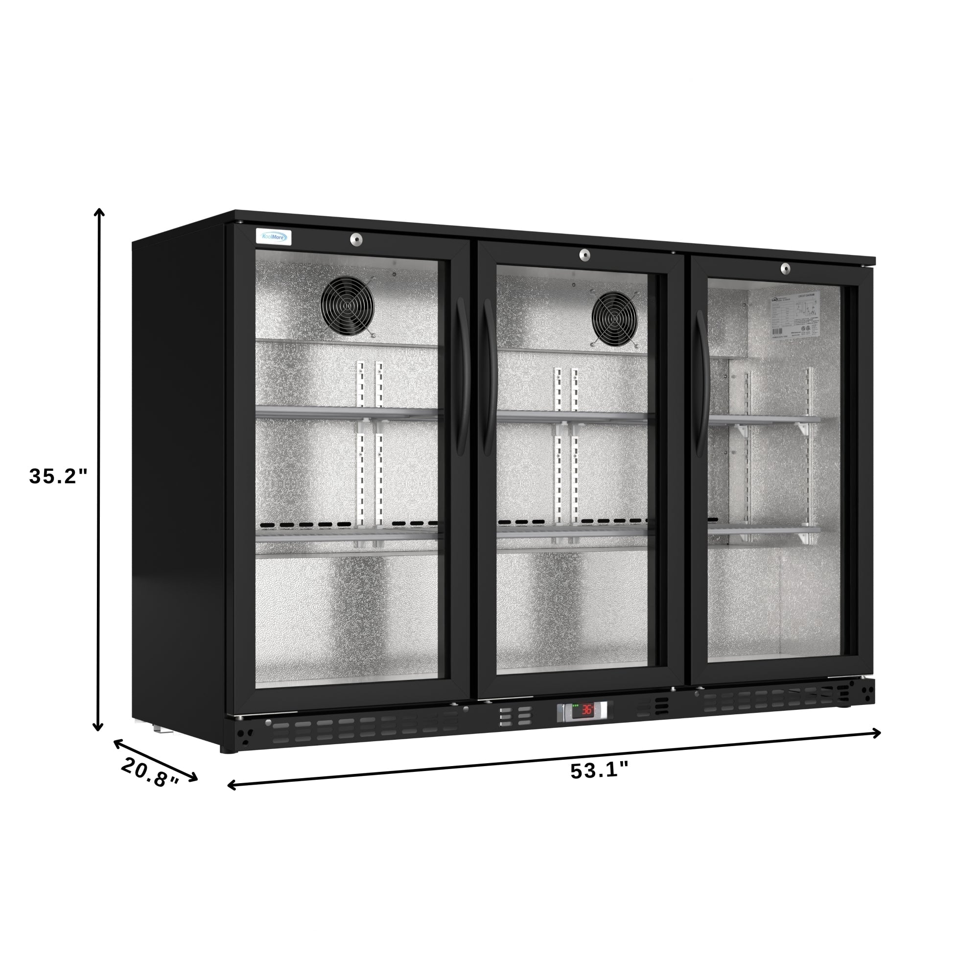 53 in. Three-Door Back Bar Refrigerator - 11 Cu Ft.