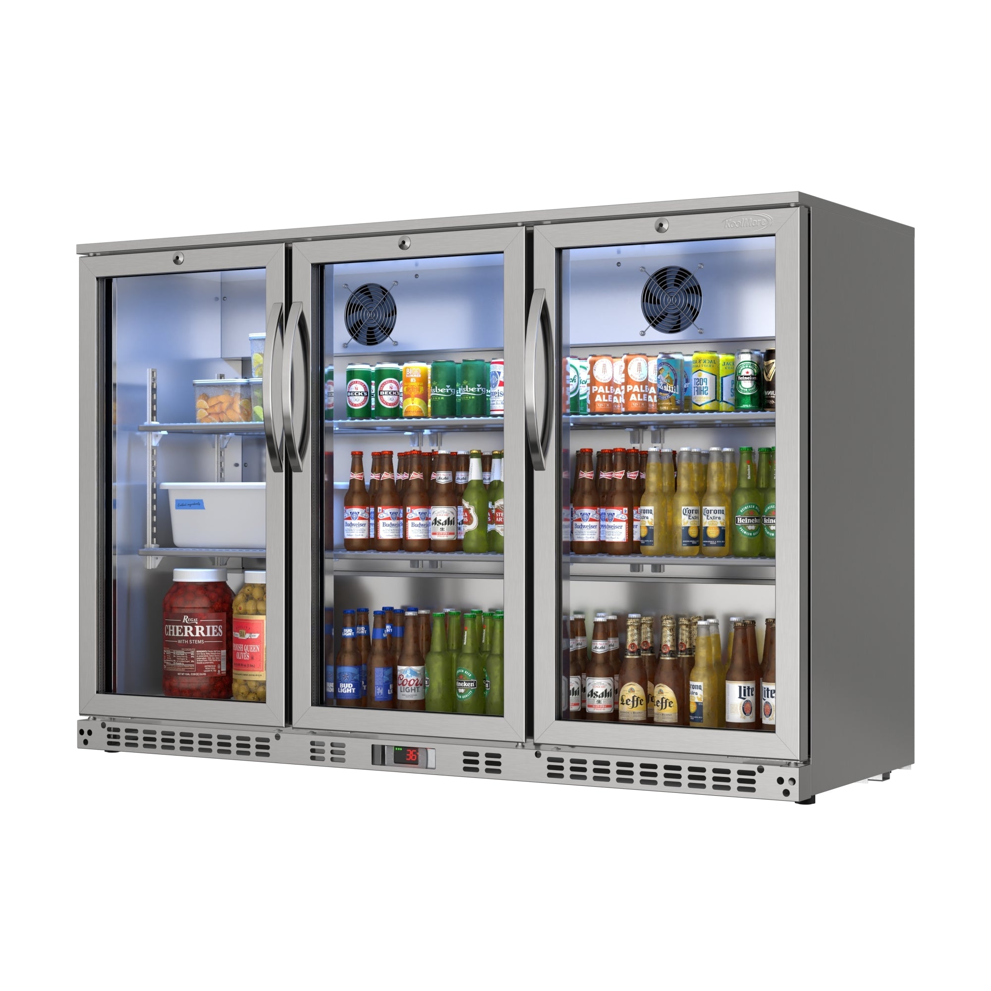 53 in. Three-Door Back Bar Refrigerator - 11 Cu Ft.