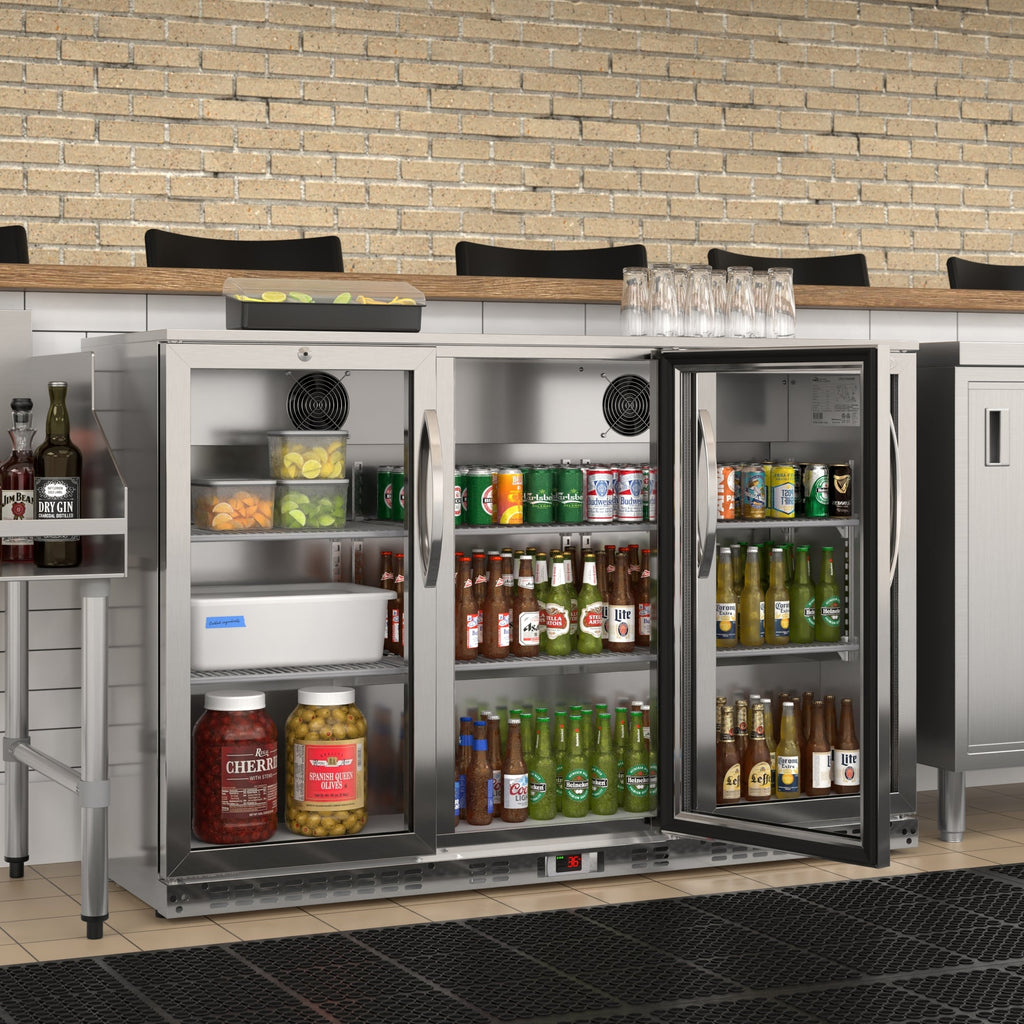 53 in. Three-Door Back Bar Refrigerator - 11 Cu Ft.