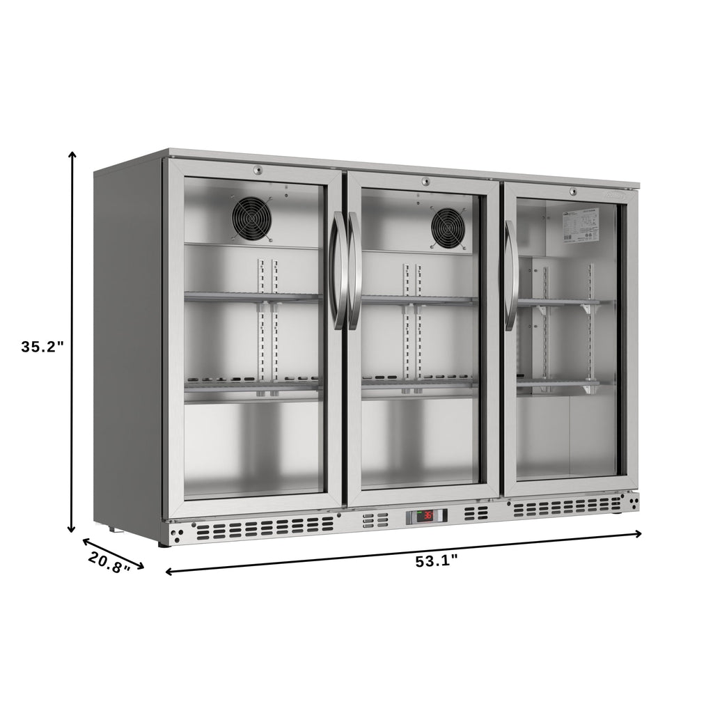 53 in. Three-Door Back Bar Refrigerator - 11 Cu Ft.