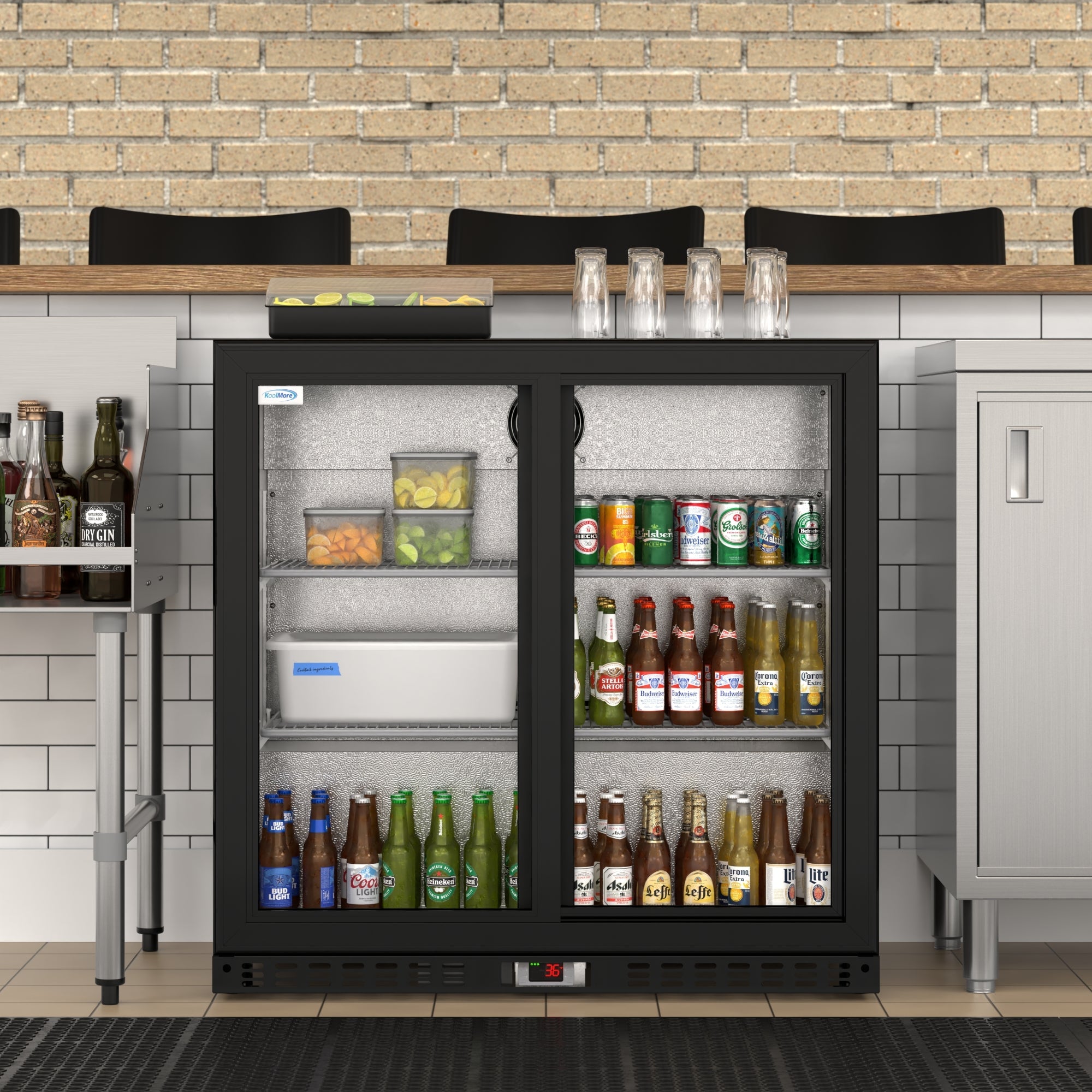 35 in. Two-Door Back Bar Refrigerator - 7.4 Cu Ft.