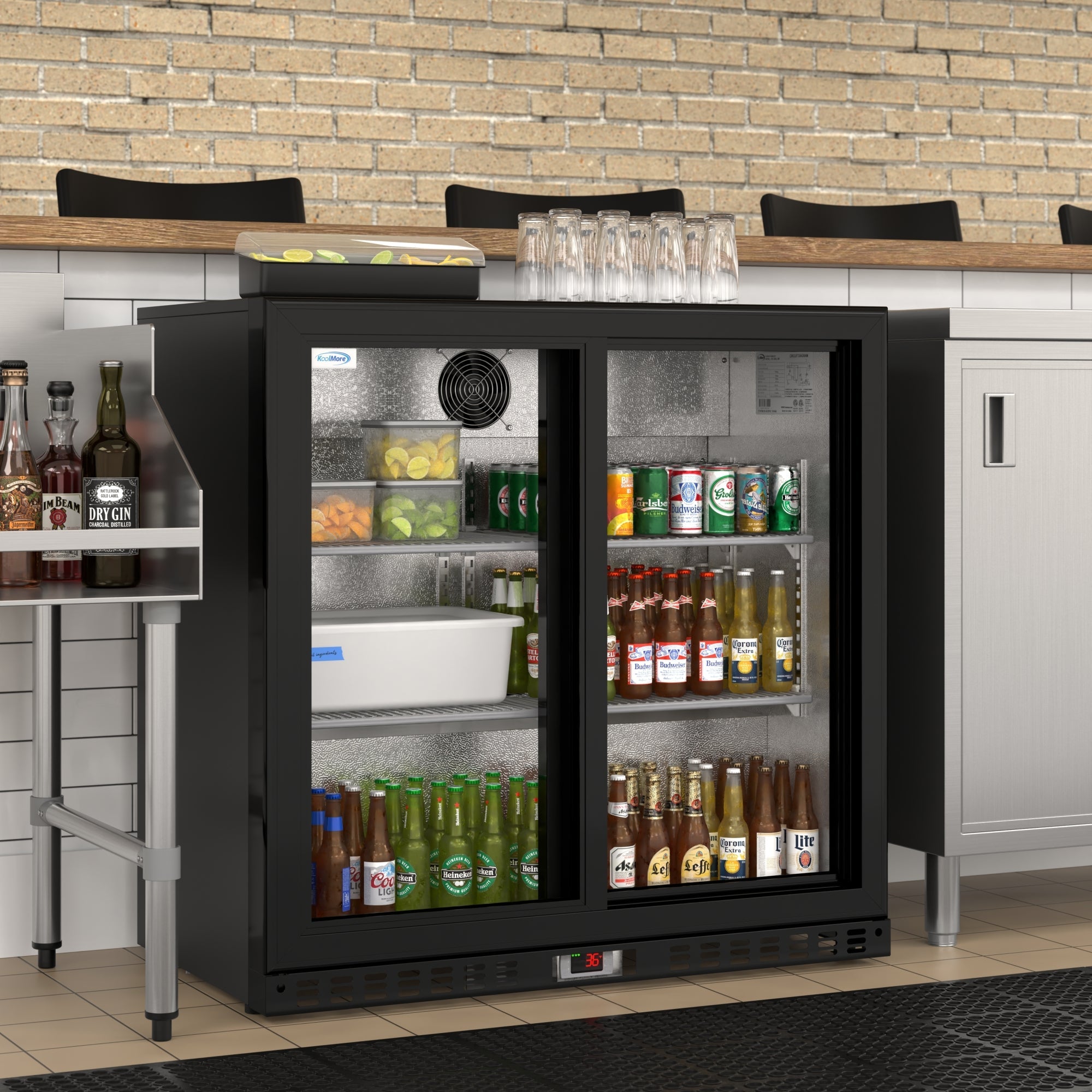 35 in. Two-Door Back Bar Refrigerator - 7.4 Cu Ft.