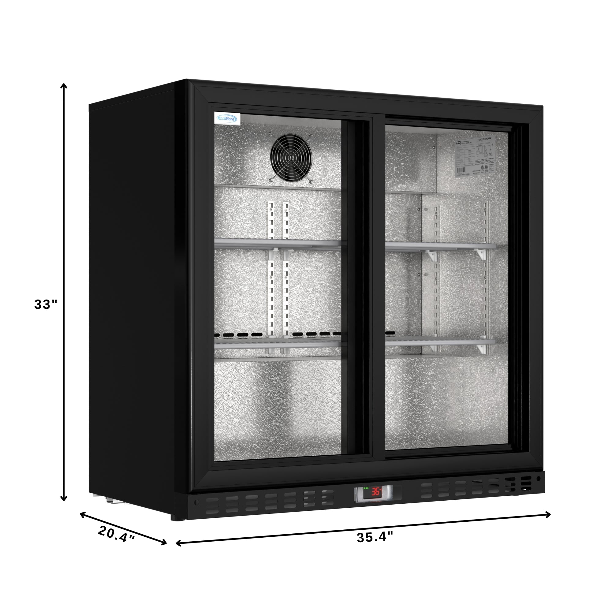 35 in. Two-Door Back Bar Refrigerator - 7.4 Cu Ft.
