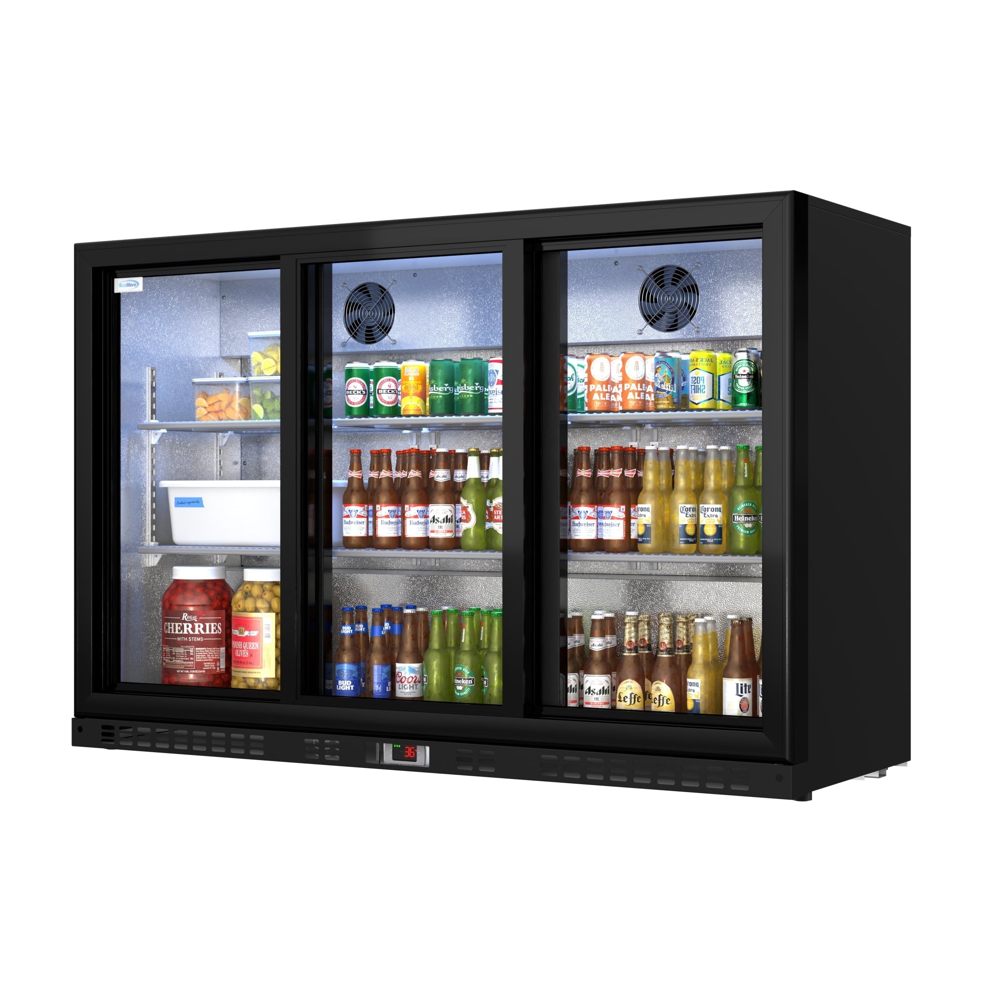 53 in. Three-Door Back Bar Refrigerator - 11.3 Cu Ft.