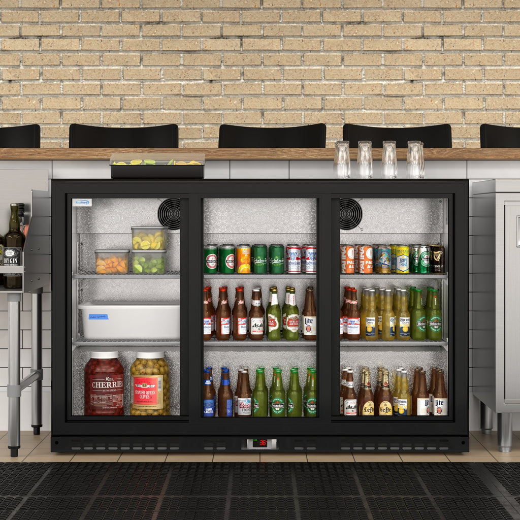 53 in. Three-Door Back Bar Refrigerator - 11.3 Cu Ft.