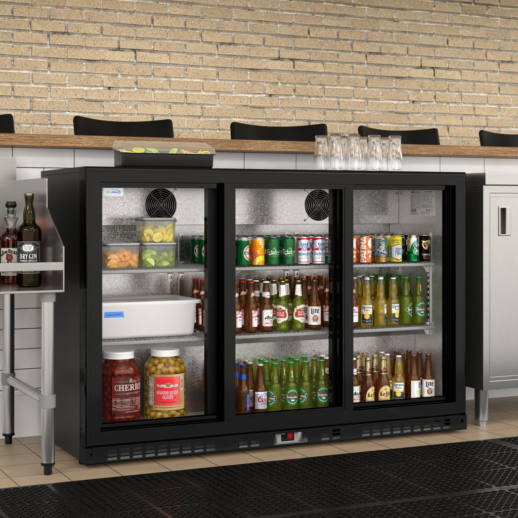 53 in. Three-Door Back Bar Refrigerator - 11.3 Cu Ft.