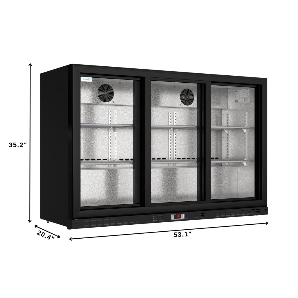 53 in. Three-Door Back Bar Refrigerator - 11.3 Cu Ft.