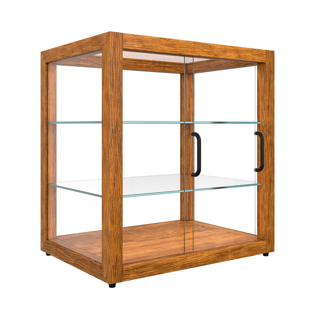 20 In. 3-Tier Artisan Light Wooden & Tempered Glass Dry Bakery Display Case