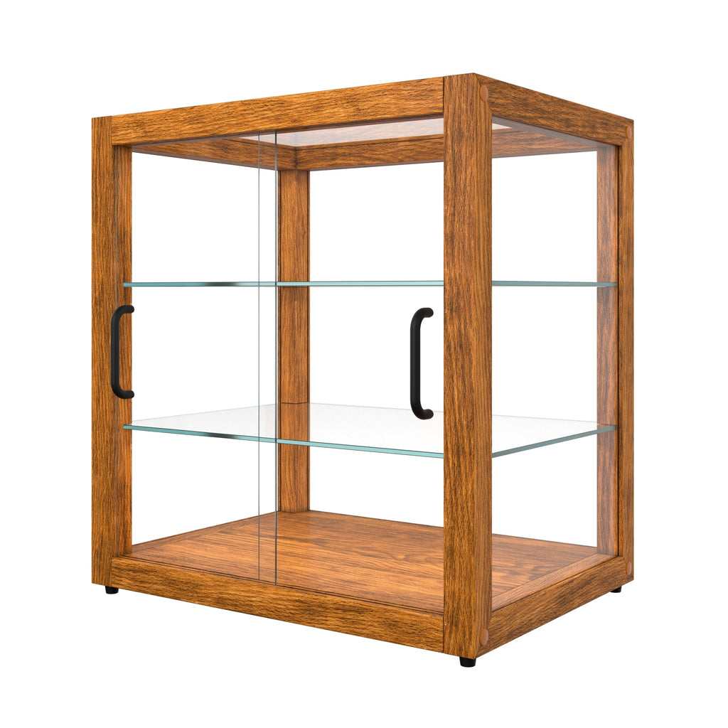 20 In. 3-Tier Artisan Light Wooden & Tempered Glass Dry Bakery Display Case