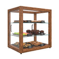 20 In. 3-Tier Artisan Dark Wooden & Tempered Glass Dry Bakery Display Case