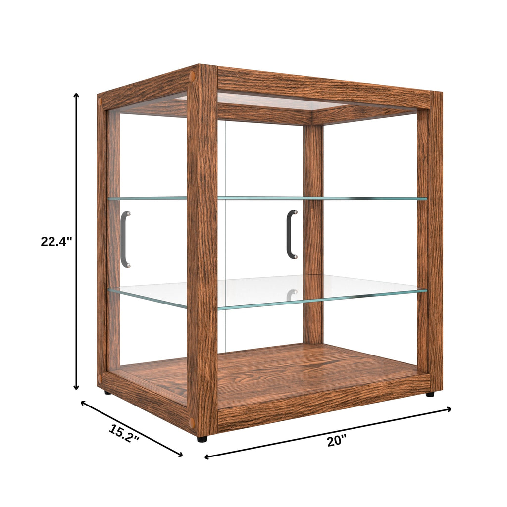 20 In. 3-Tier Artisan Dark Wooden & Tempered Glass Dry Bakery Display Case