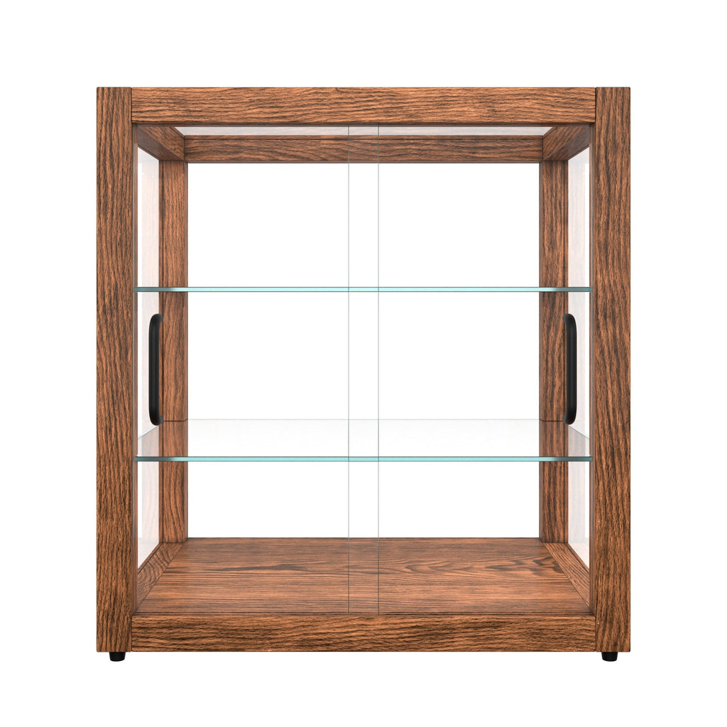 20 In. 3-Tier Artisan Dark Wooden & Tempered Glass Dry Bakery Display Case