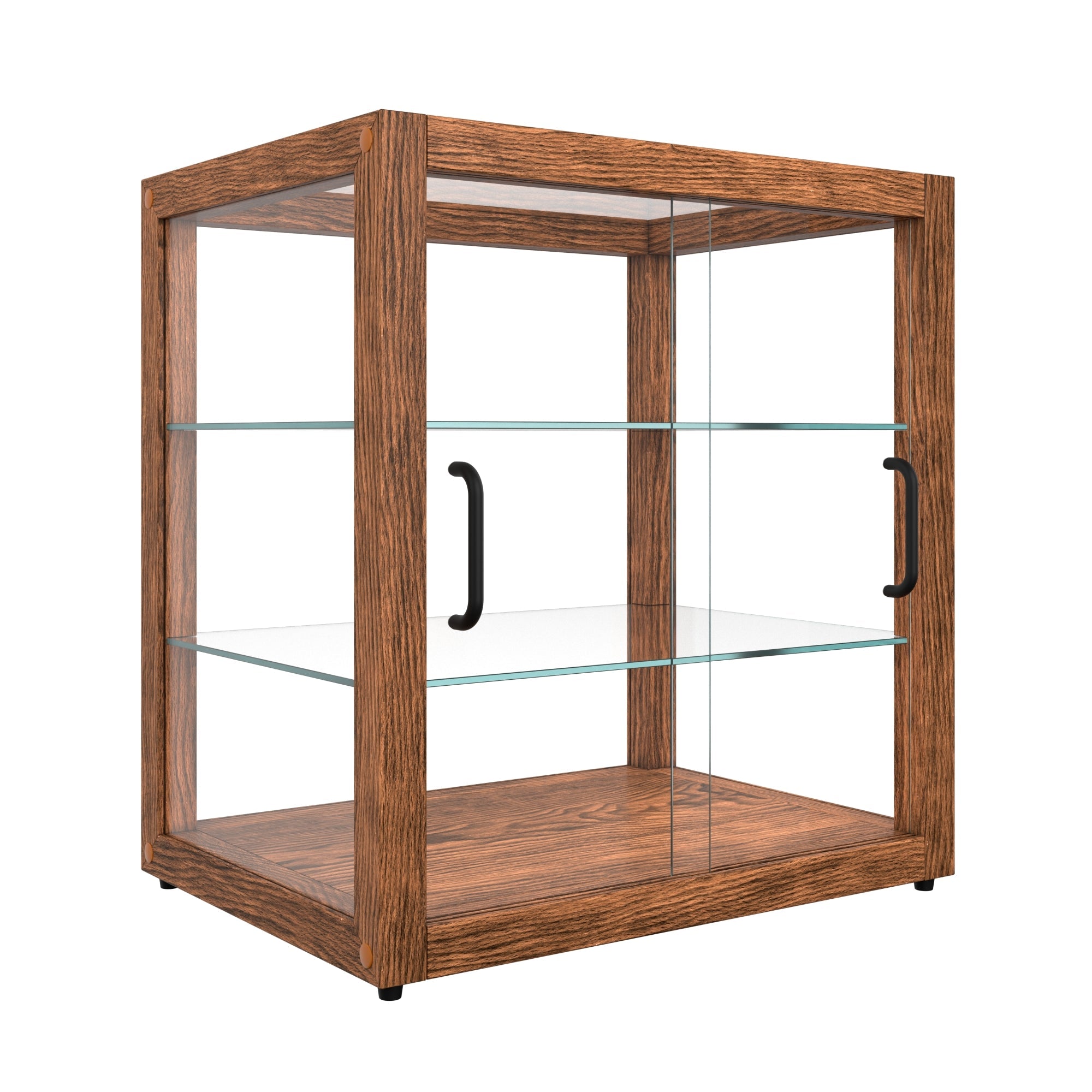 20 In. 3-Tier Artisan Dark Wooden & Tempered Glass Dry Bakery Display Case