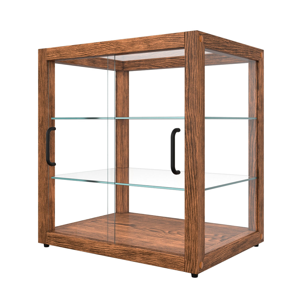 20 In. 3-Tier Artisan Dark Wooden & Tempered Glass Dry Bakery Display Case