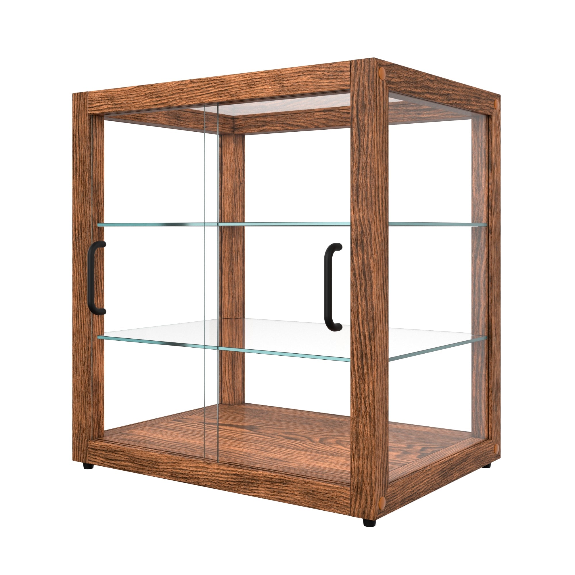 20 In. 3-Tier Artisan Dark Wooden & Tempered Glass Dry Bakery Display Case