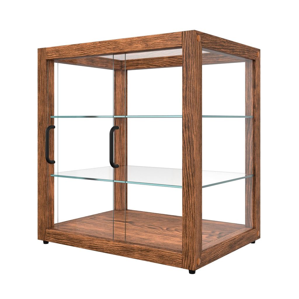 20 In. 3-Tier Artisan Dark Wooden & Tempered Glass Dry Bakery Display Case