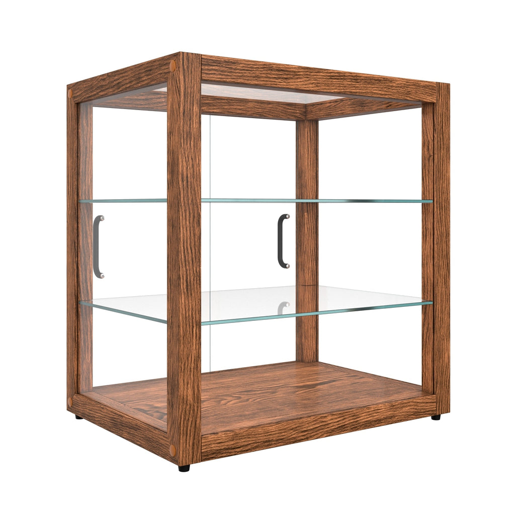 20 In. 3-Tier Artisan Dark Wooden & Tempered Glass Dry Bakery Display Case