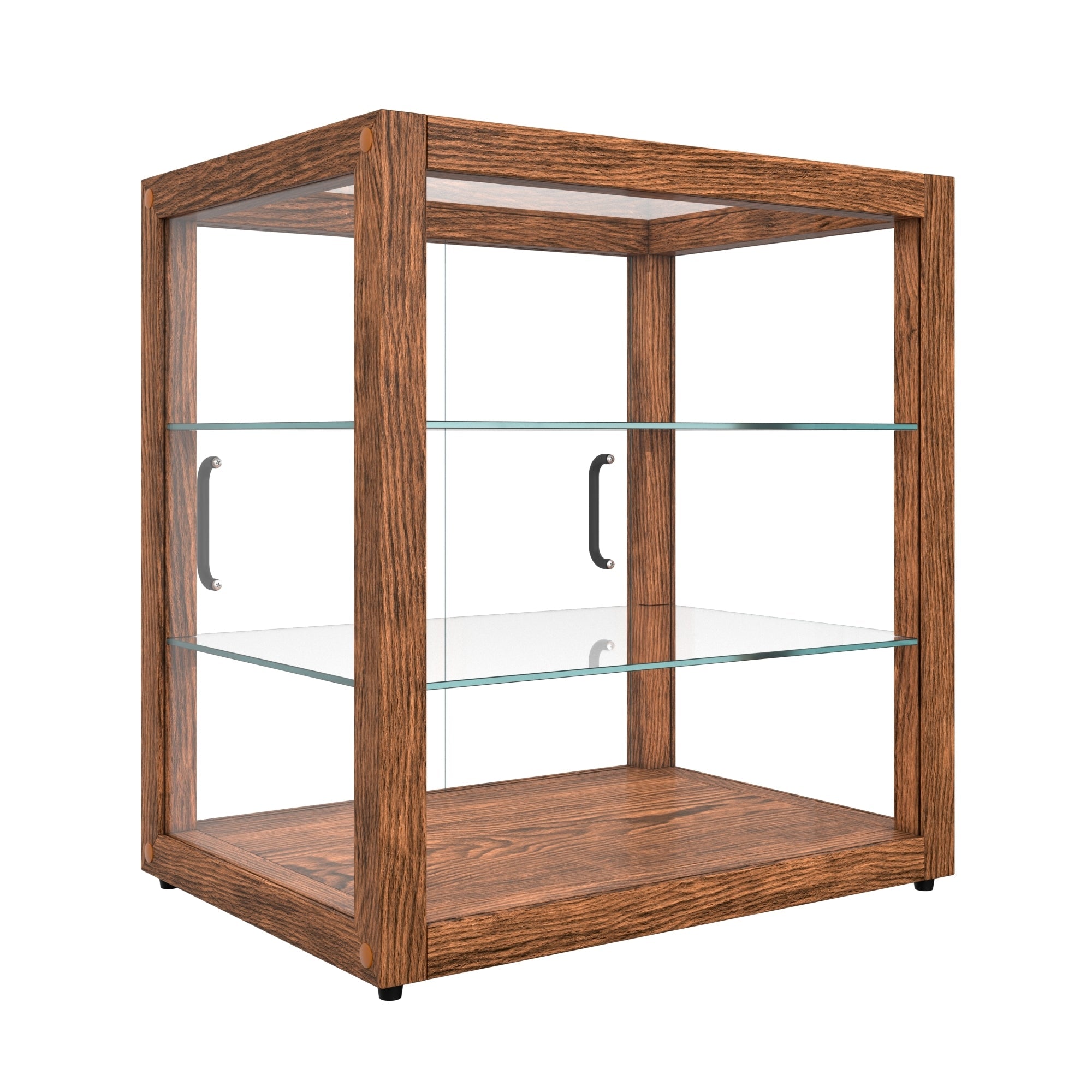 20 In. 3-Tier Artisan Dark Wooden & Tempered Glass Dry Bakery Display Case