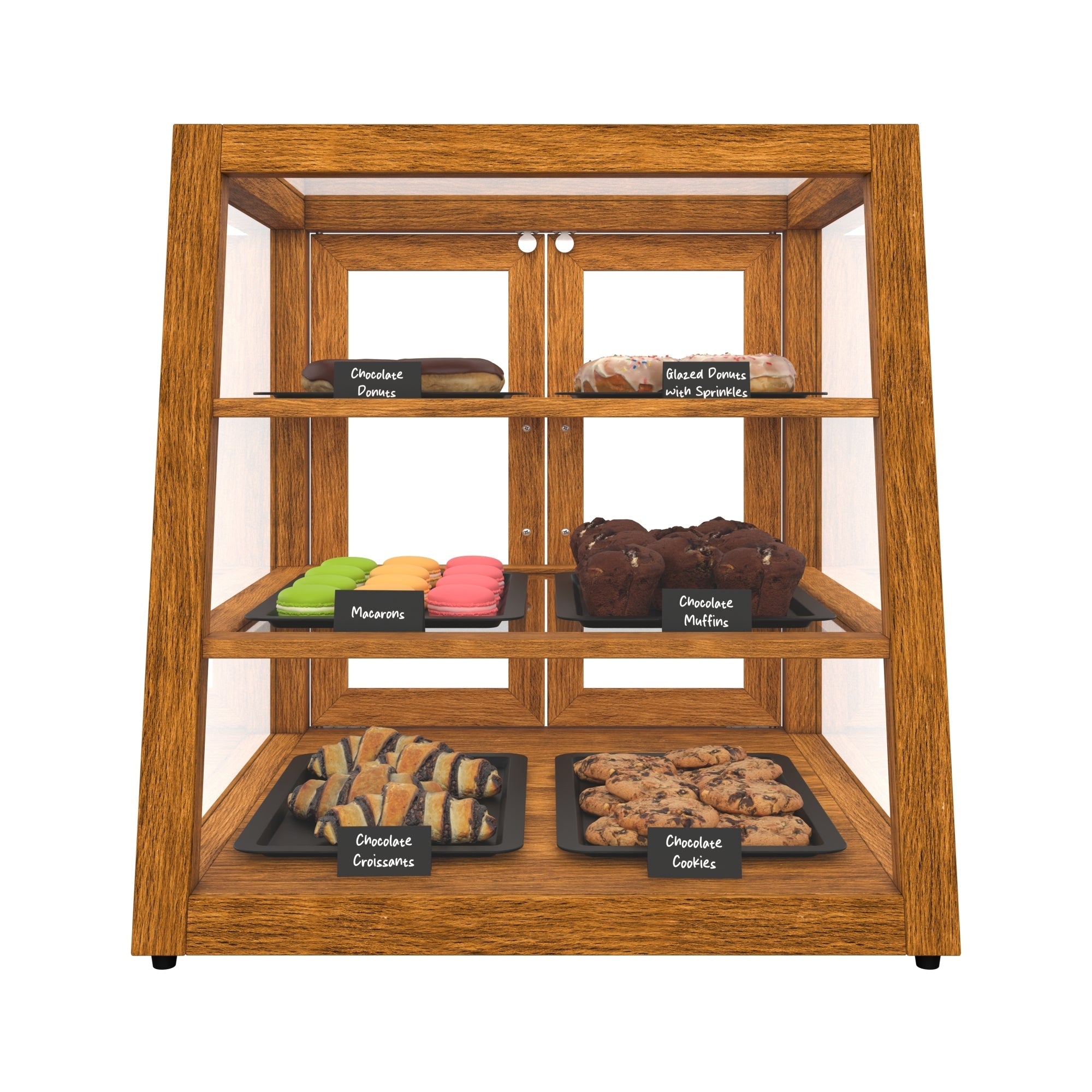 21 In. Artisan Light Wooden & Tempered Glass Slanted Dry Bakery Display Case
