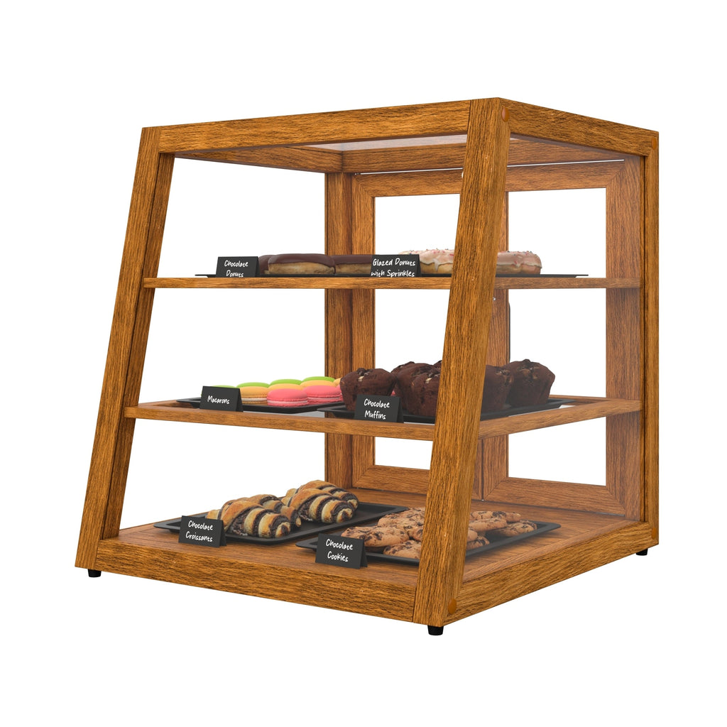 21 In. Artisan Light Wooden & Tempered Glass Slanted Dry Bakery Display Case