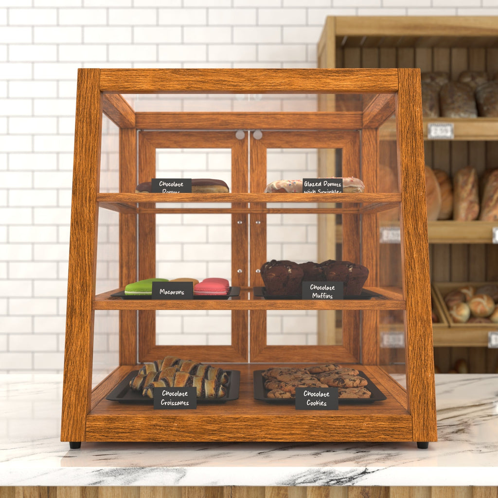 21 In. Artisan Light Wooden & Tempered Glass Slanted Dry Bakery Display Case