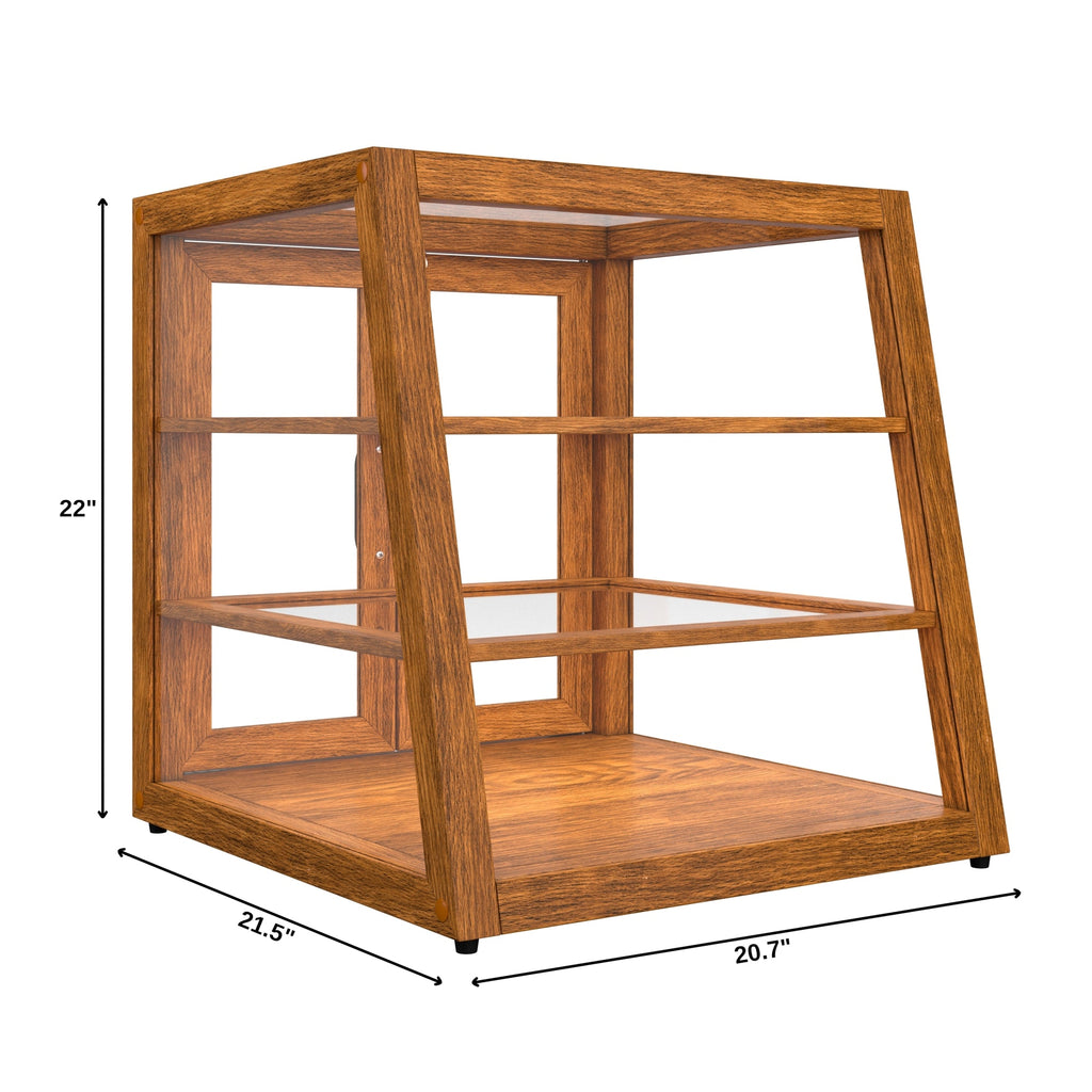 21 In. Artisan Light Wooden & Tempered Glass Slanted Dry Bakery Display Case