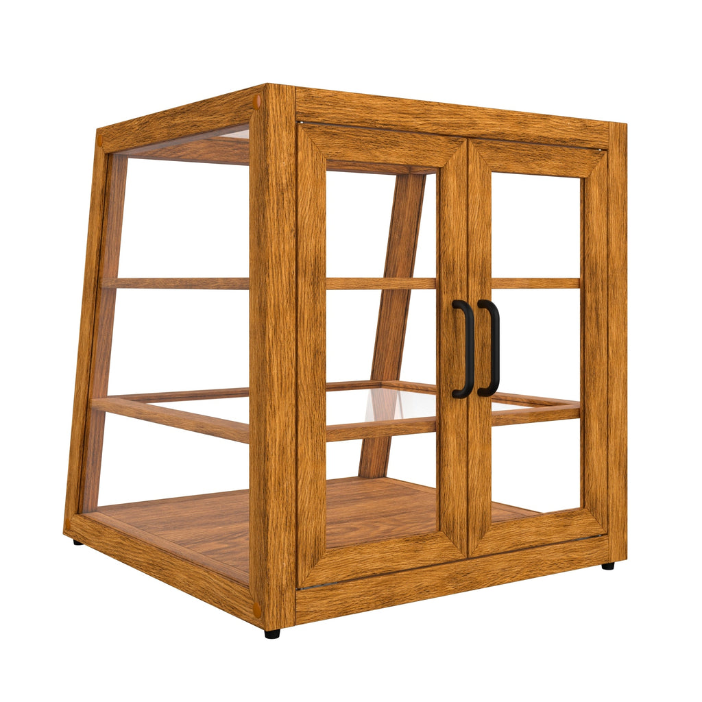 21 In. Artisan Light Wooden & Tempered Glass Slanted Dry Bakery Display Case